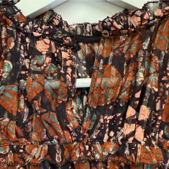 Ulla Johnson Womens  Silk Brown Metallic Top Size 2 Sleeveless - Picture 8 of 11